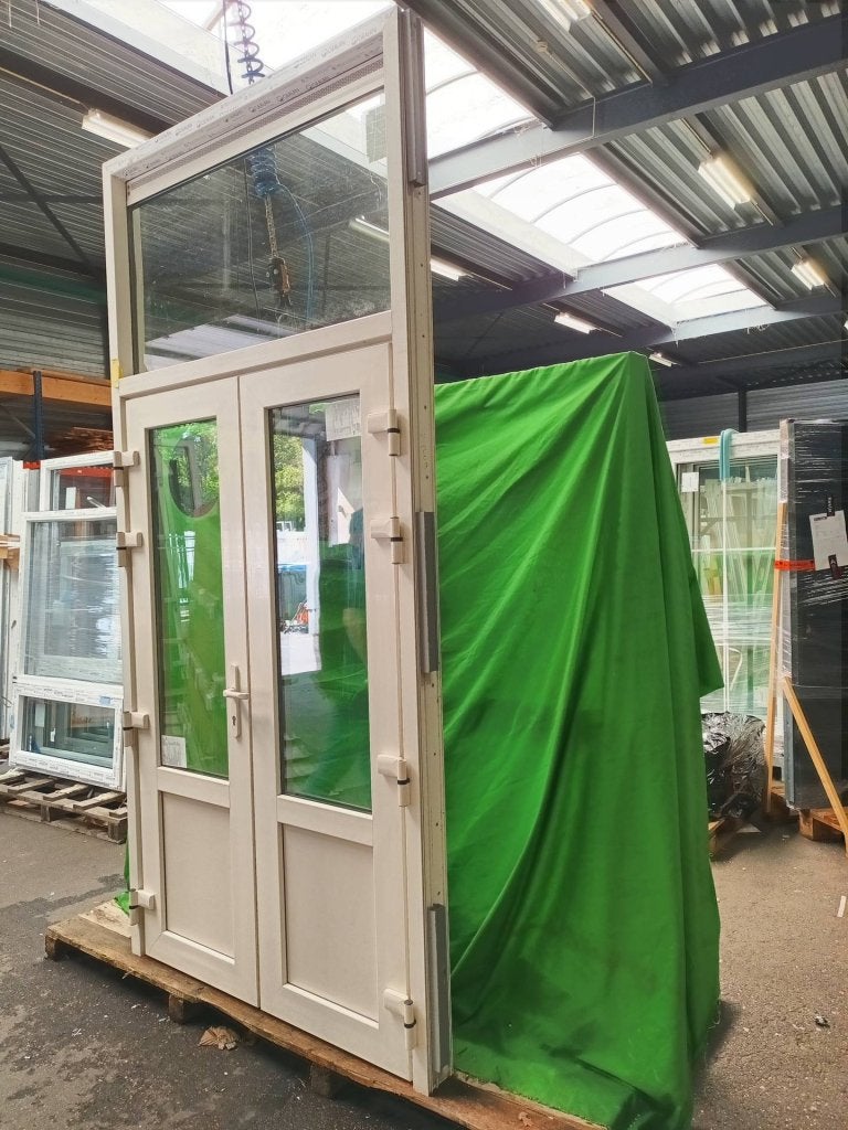 Kunststof Dubbele deur 3/4glas b143,8 x h300 cm Crème -2663-, Niet ingevuld, Kunststof, Gebruikt, Niet ingevuld