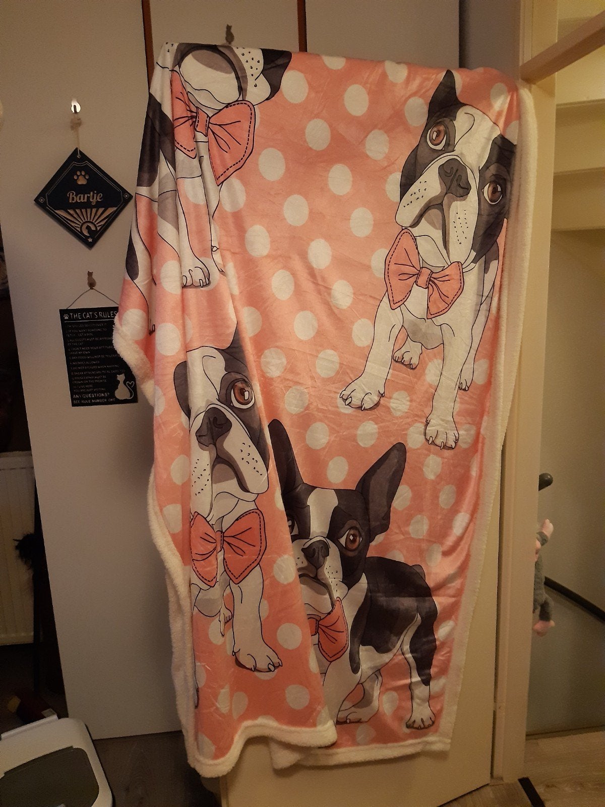 franse bulldog fleece kleed nieuw 200 x 160 cm, Ophalen of Verzenden, Nieuw