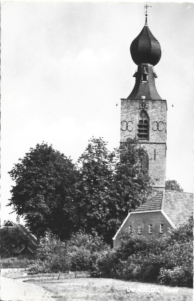 Dwingeloo - Toren met boerderij, Verzamelen, Ophalen of Verzenden, 1940 tot 1960, Gelopen, Drenthe