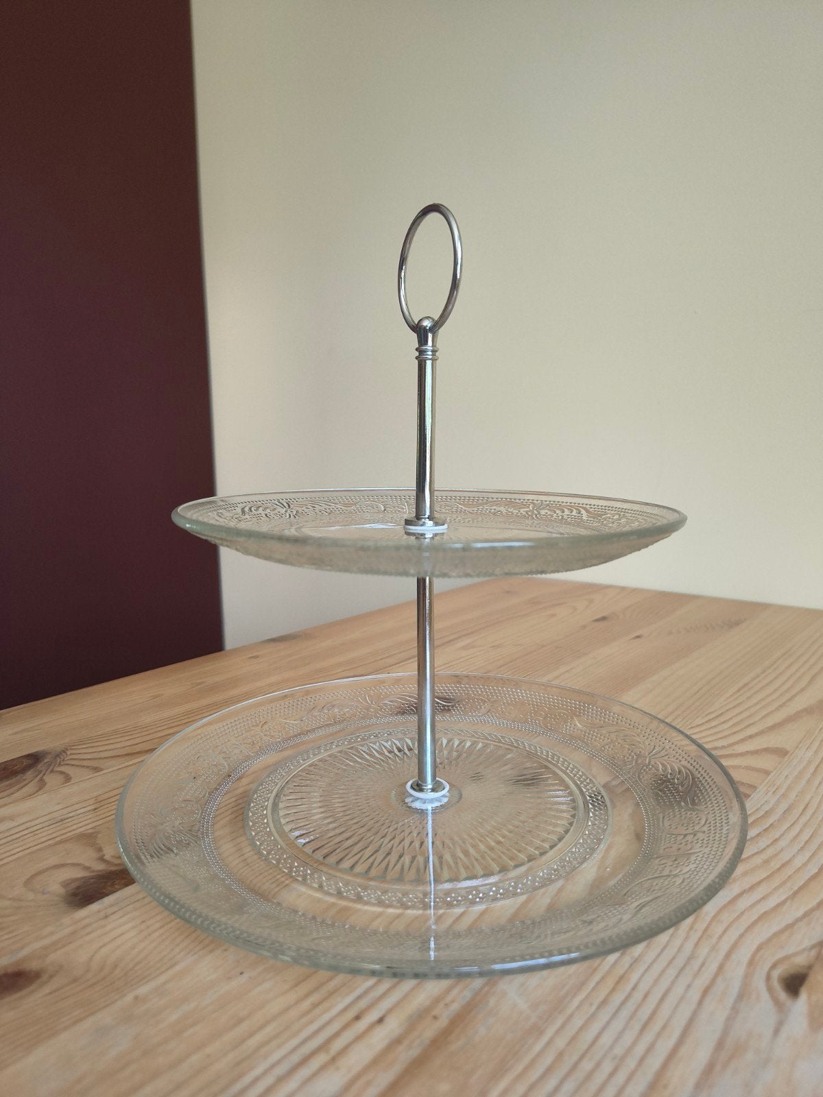 Mooie glazen etagère met 2 lagen, Huis en Inrichting, Woonaccessoires | Etagères, Demontabel, Etagère, Glas, Ophalen of Verzenden