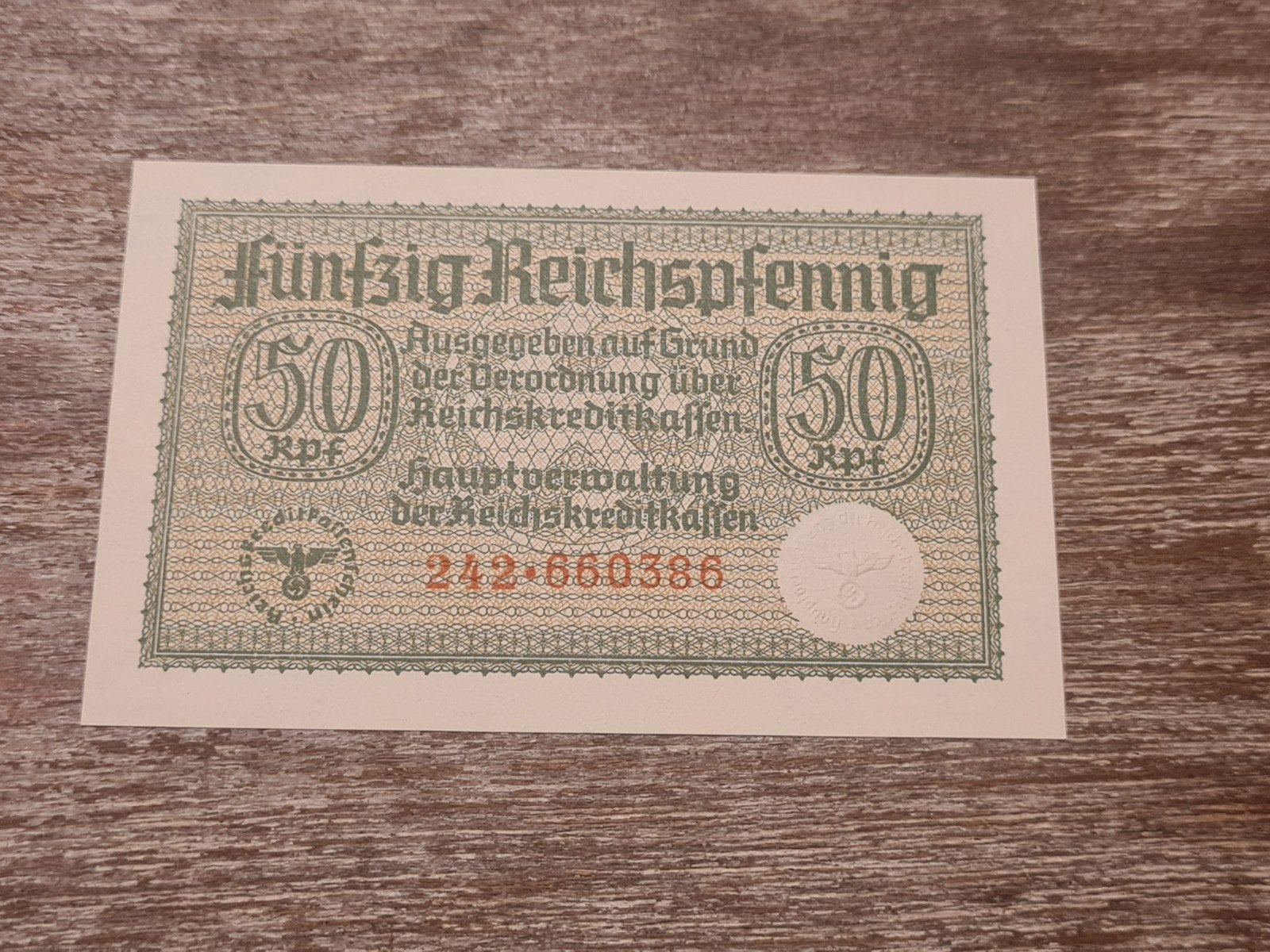 Biljet 50 Reichspfennig Tweede Wereldoorlog, Verzamelen, Ophalen of Verzenden, Overige soorten, Nederland