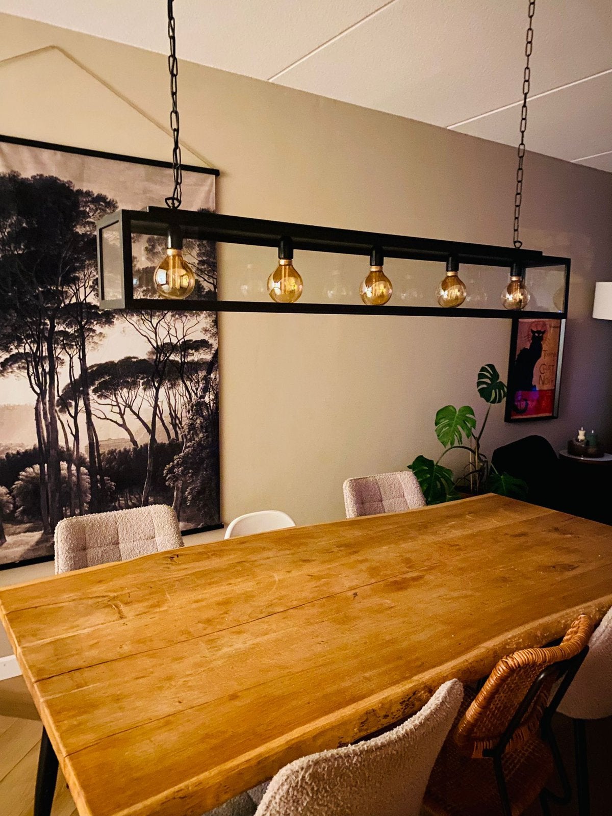 Stalen eetkamerlamp hanglamp zonder lampen, Ophalen, Zo goed als nieuw, Minder dan 50 cm