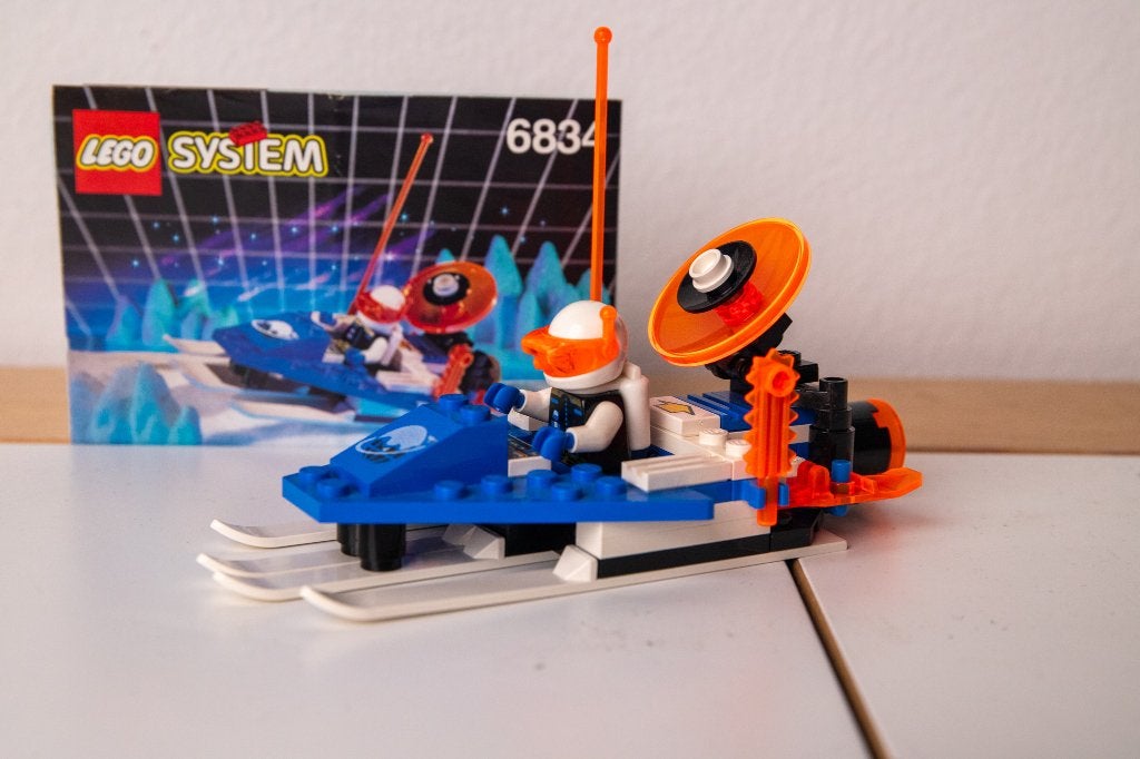 Vintage Lego 6834: Vintage ijsslee met minifiguur, Gebruikt, Lego, Ophalen of Verzenden, Space