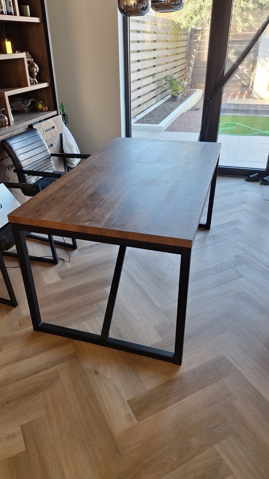 Industriële Eettafel 160 x 90 cm, Gebruikt, 50 tot 100 cm, 150 tot 200 cm, Vier personen