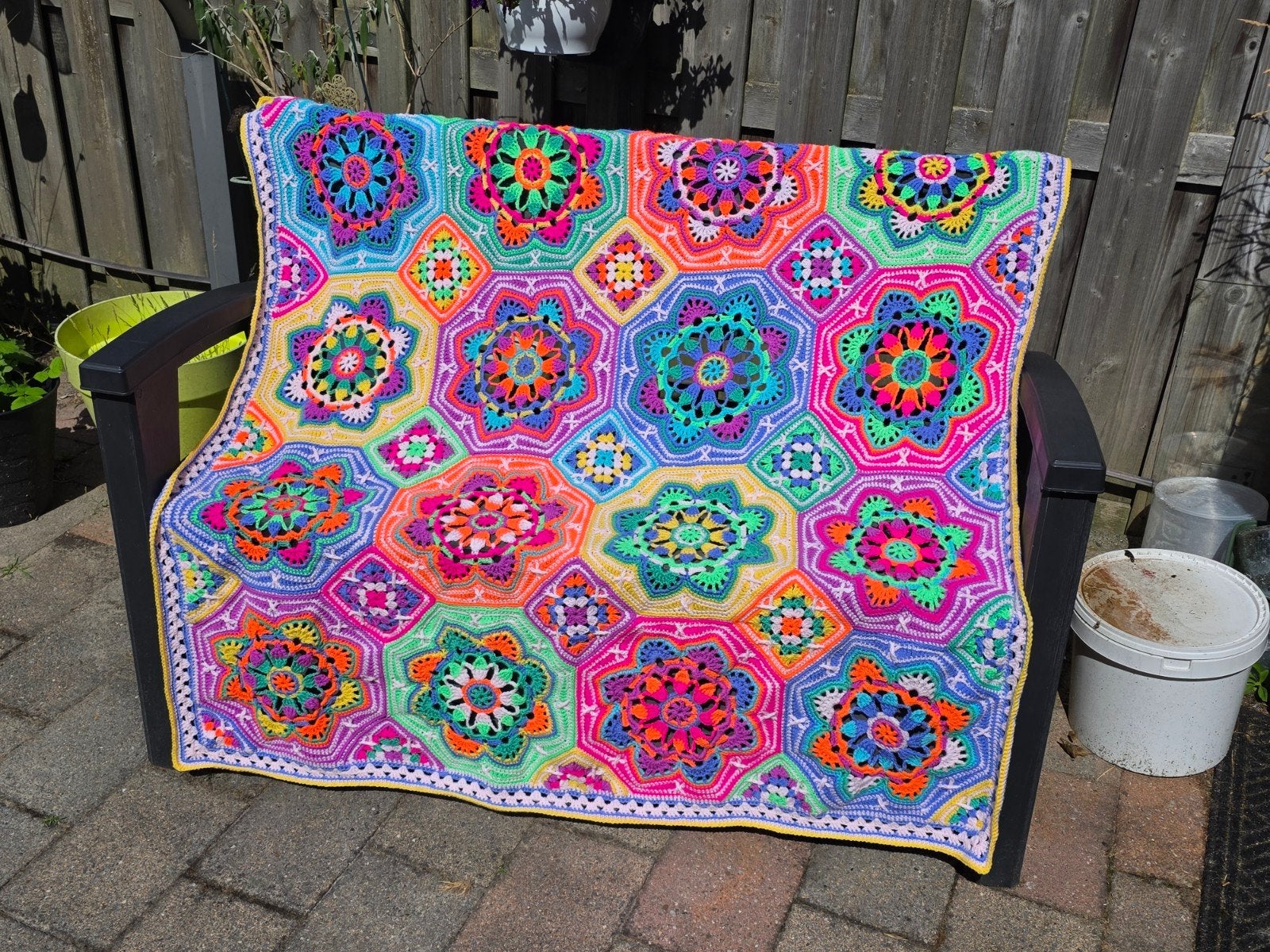 2x Gehaakte woondeken/ plaid Persian tiles Fiësta., 129 cm, Woondeken, 129 cm, Acryl