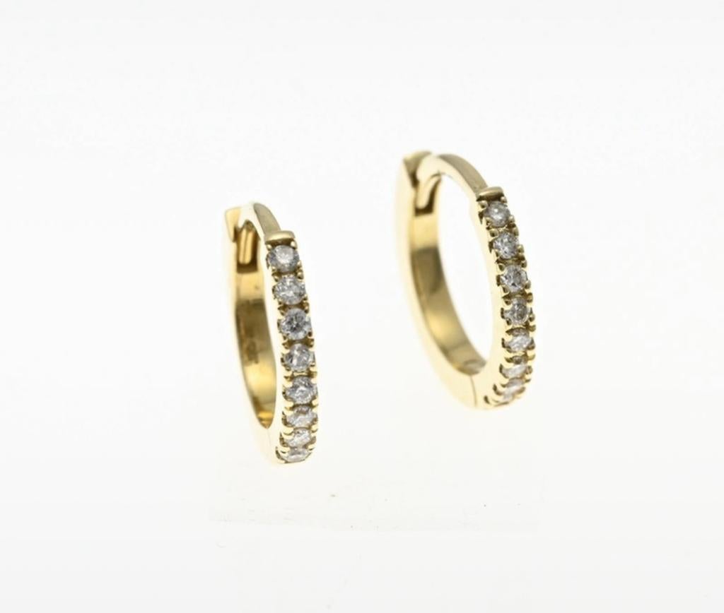 14 karaat gouden creolen / clicker piercings met diamanten, Met kristal, Verzenden, Zo goed als nieuw, Goud
