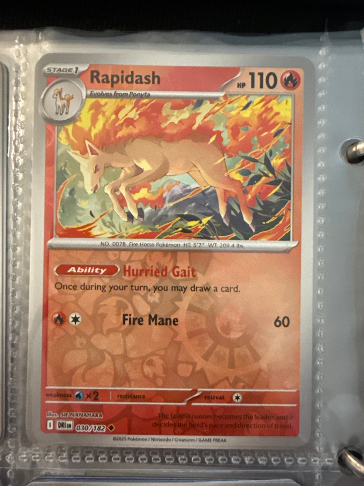 Pokémon Rapidash Kaart - 030/182 - DRI, Ophalen of Verzenden, Zo goed als nieuw, Losse kaart