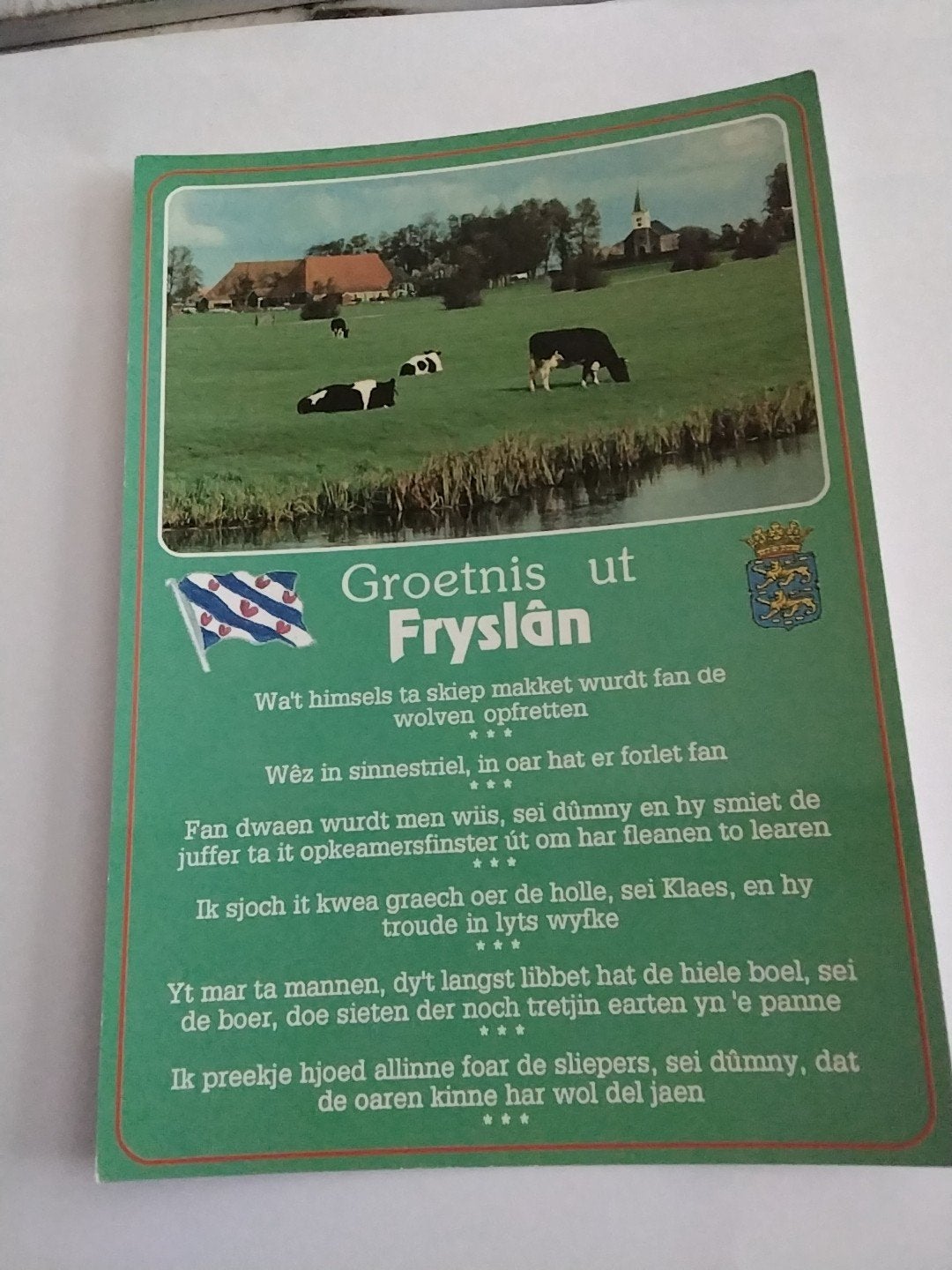 Ansichtkaart Groetnis ut Fryslân - Koeien in de wei, Ophalen of Verzenden, 1980 tot heden, Ongelopen, Natuur