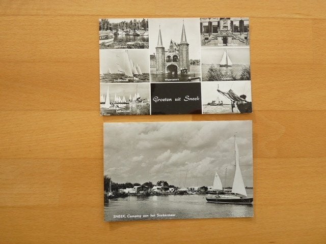 2 ansichten Sneek, 1966, Ophalen of Verzenden, 1960 tot 1980, Gelopen, Friesland