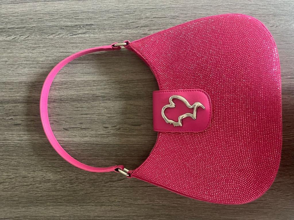Roze REINDERS schoudertasje met glitters en zilveren accent, Sieraden, Tassen en Uiterlijk, Ophalen of Verzenden, Zo goed als nieuw