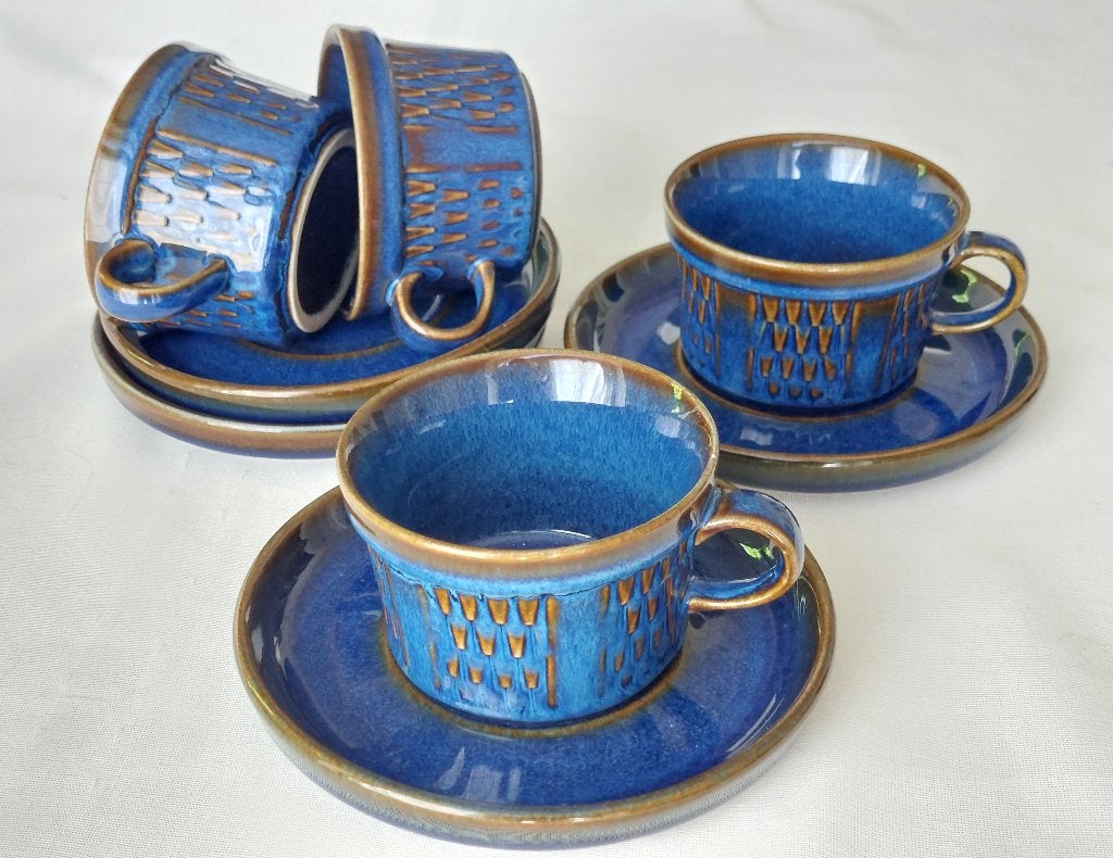 4x Søholm "Granit", Deens jaren 60 vintage kop-schotel, Huis en Inrichting, Overige merken, Keramiek, Vintage, Ophalen of Verzenden