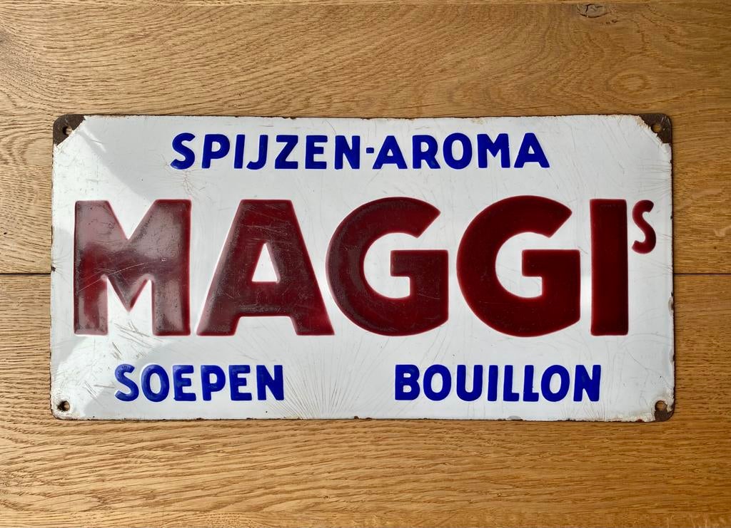 MAGGI jaren ‘20-‘30 emaille reclamebord, Antiek en Kunst, Antiek | Emaille, Ophalen of Verzenden