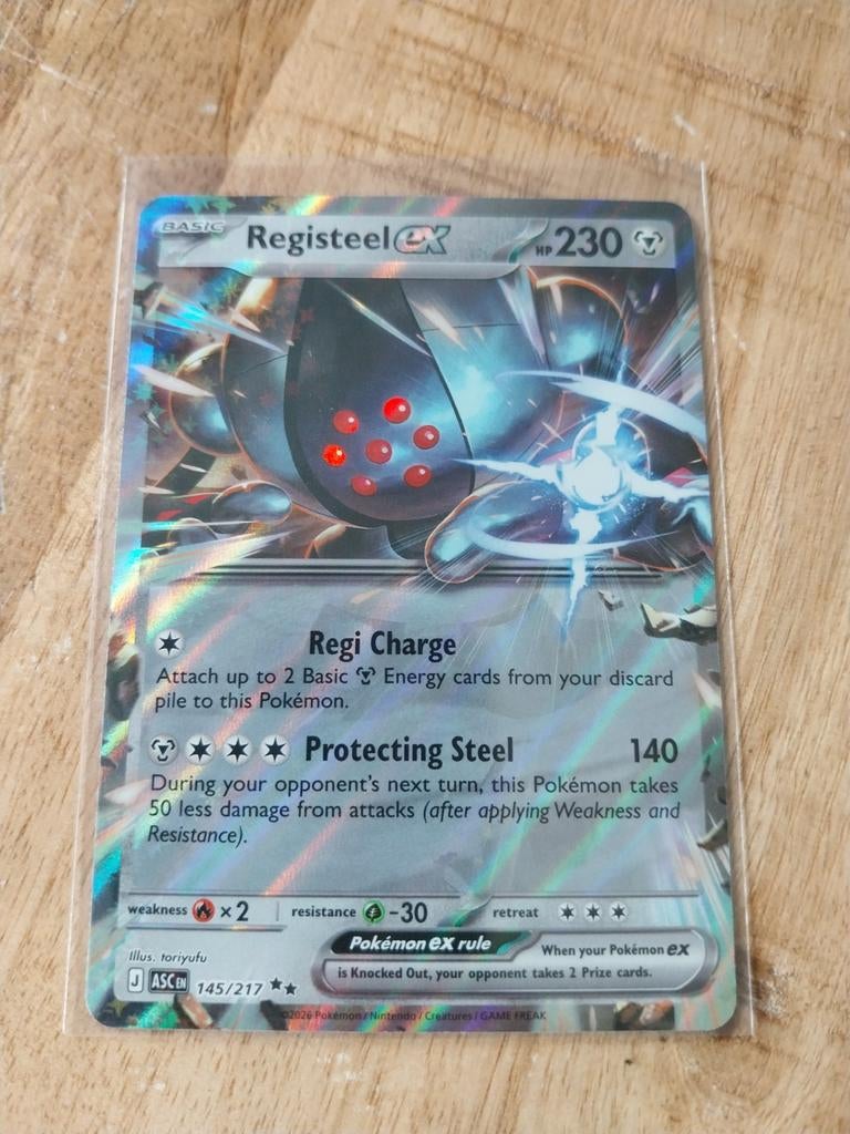 Pokémon Ascended Heroes Registeel EX 145/217, Ophalen of Verzenden, Nieuw, Losse kaart, Foil