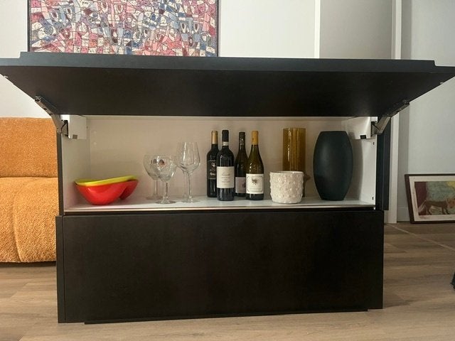 2 stijlvolle bovenkasten  met klepdeur (mat zwart), Ophalen, Gebruikt, 100 tot 150 cm, Zwart