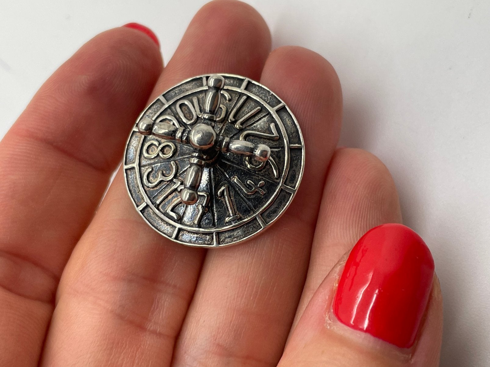 F35 Prachtige zilveren miniatuur van een roulette tafel, Antiek en Kunst, Ophalen of Verzenden, Zilver