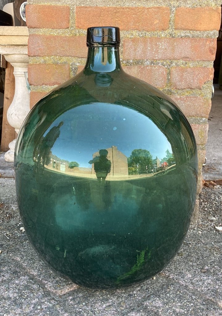 Brocante grote groene gistfles - mandfles - bolvaas, Ophalen