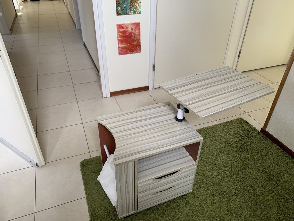 Verstelbare bijzettafel/bedtafel/stoeltafel met opbergruimte, Ophalen, Overige materialen, Gebruikt, 50 tot 100 cm