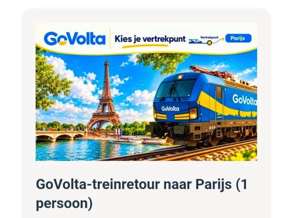 Parijs Govolta treinticket, Twee personen, Kortingsbon