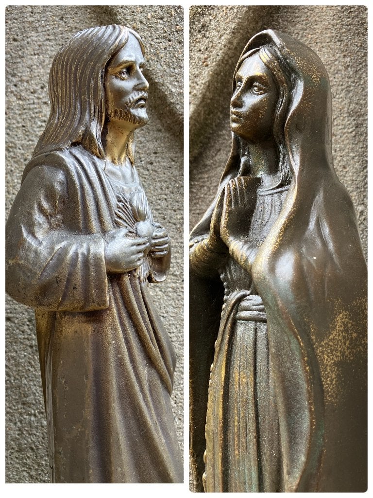 2 Bronzen Italiaanse grafbeelden, Gemerkt, Ophalen of Verzenden, Brons, 20 - 50 cm