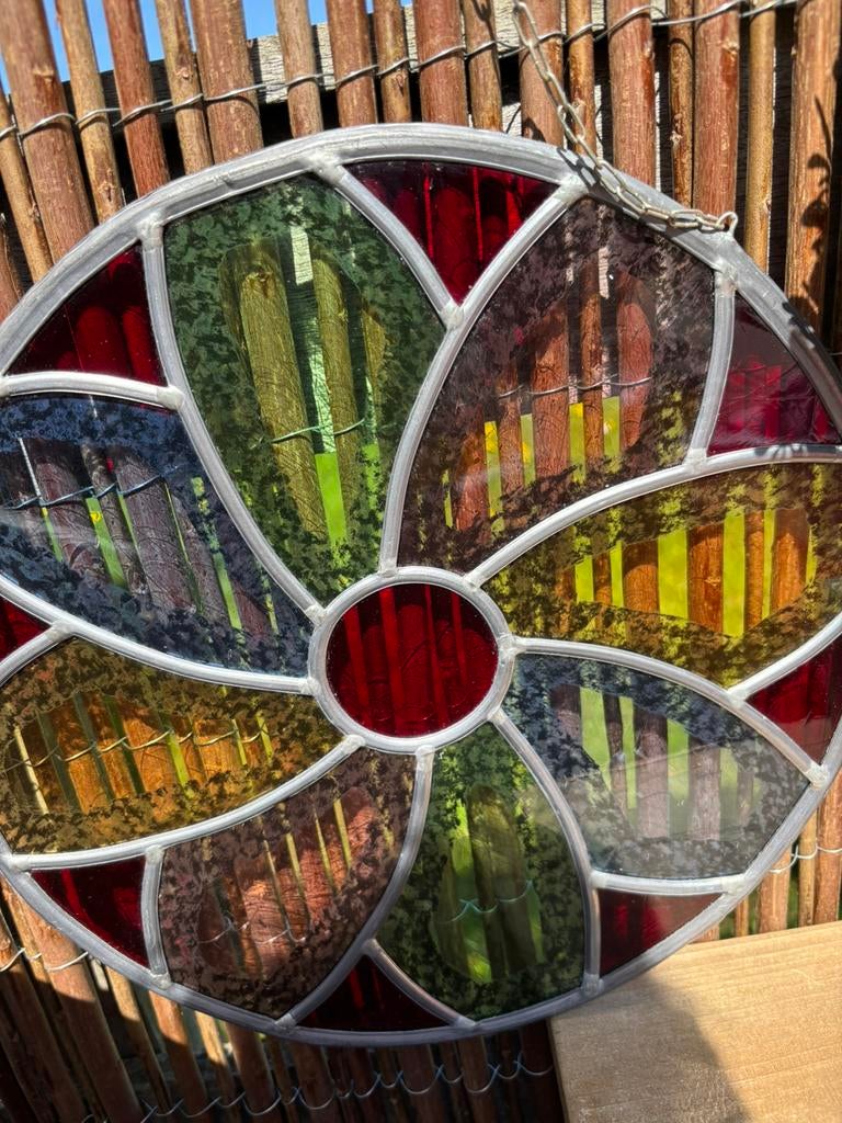 Glas in lood raamdecoratie, Antiek en Kunst, Antiek | Glas en Kristal, Ophalen of Verzenden