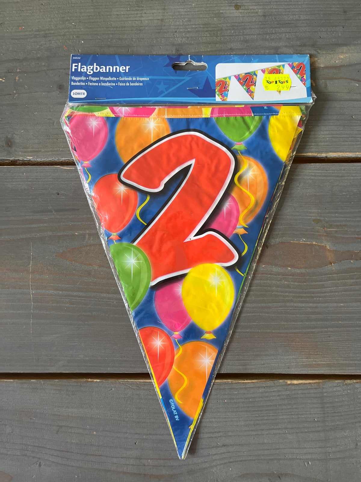 Vlaggenlijn Verjaardag Cijfer 2 - 10 meter, Ophalen of Verzenden, Nieuw, Versiering, Verjaardag