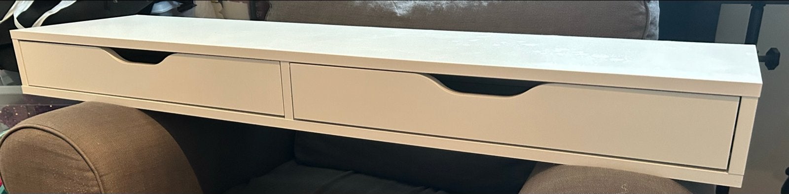 IKEA EKBY ALEX wandplank met 2 lades +  IKEA wanddrager, Ophalen, 1 of 2 laden, 150 tot 200 cm, Zo goed als nieuw