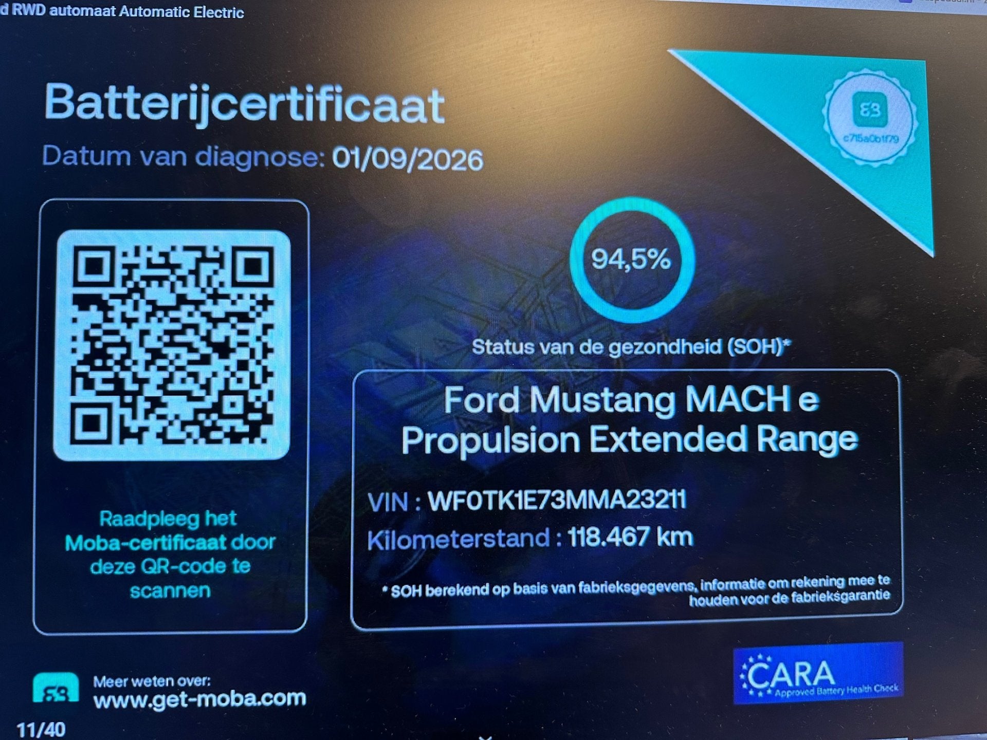 Ford Mustang Mach-E Extended RWD 98 kWh TREKHAAK B&O LEER DE, Dealer onderhouden, Gebruikt, 267 min, 133 min