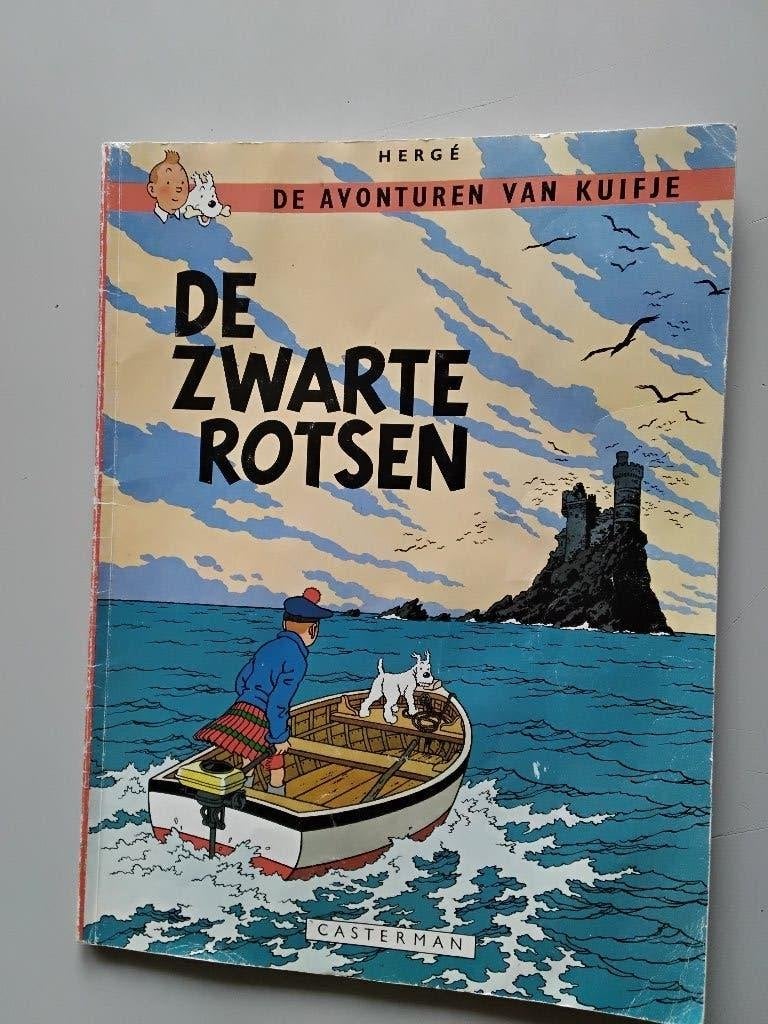 De zwarte rotsen de avonturen van kuifje 1947, Gelezen, Eén stripboek, Ophalen of Verzenden, Hergé