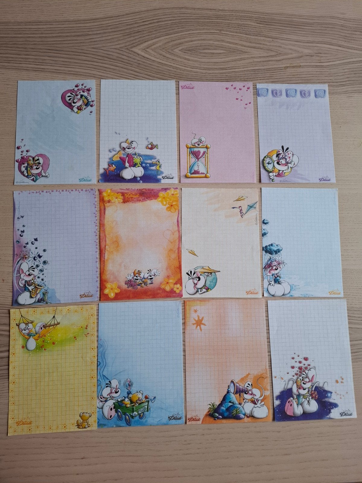 Diddl blaadjes 12 stuks, Verzamelen, Diddl, Verzenden, Papier, Kaart of Schrift