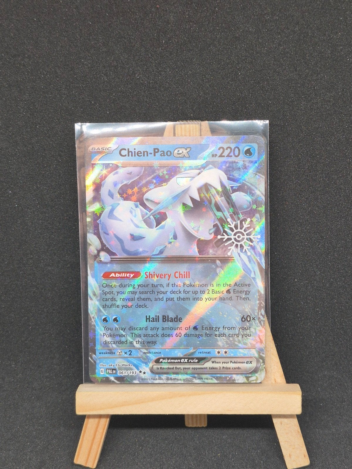 Chien-Pao EX Pokémon kaart met sneeuwvlok stempel, Ophalen of Verzenden, Zo goed als nieuw, Losse kaart, Foil