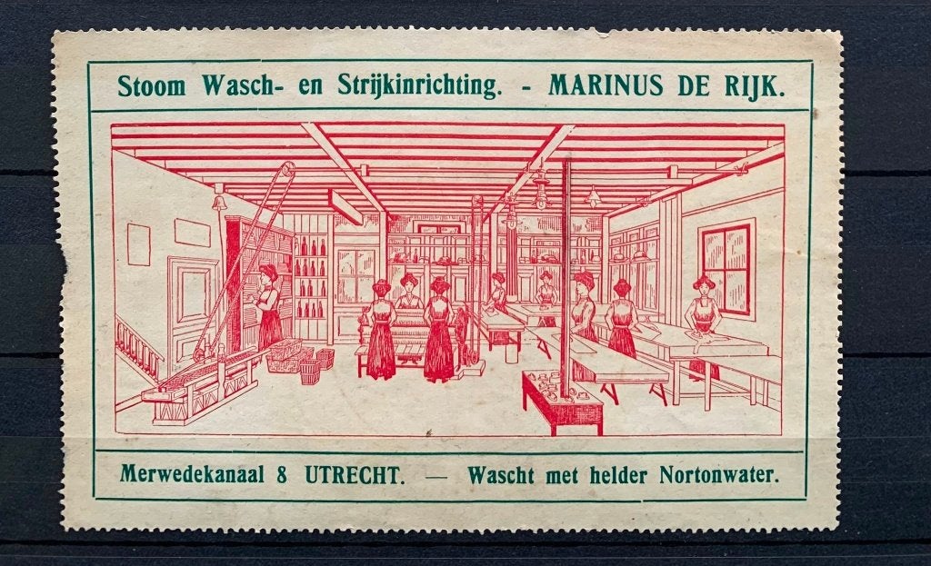 Sluitzegel Utrecht stoom wasch strijkinrichting M de Rijk, Verzenden, T/m 1940, Gestempeld