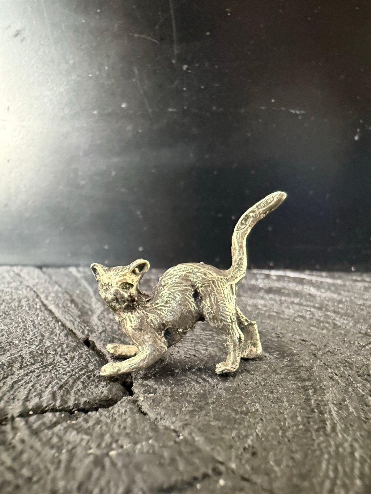 Prachtig gedetailleerd zilveren miniatuur poesje, 800 gemerk, Verzenden, Zilver
