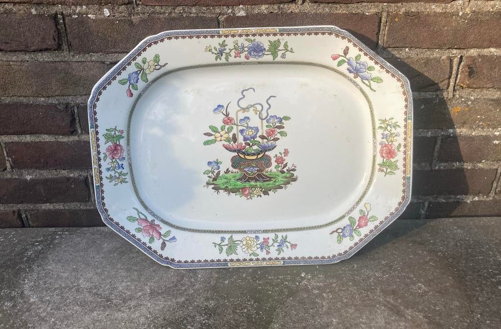 Antieke Spode Copeland serveerschaal 43 cm, Antiek en Kunst, Antiek | Servies los, Ophalen of Verzenden