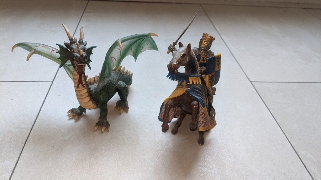 Schleich Ridder te Paard + Groene Draak (2003), Ophalen, Gebruikt