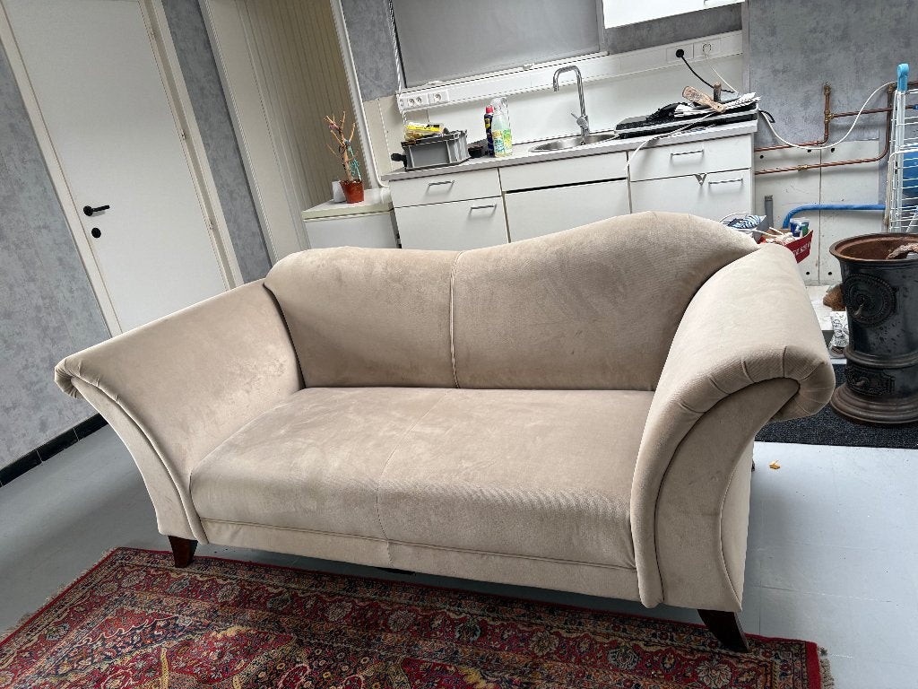 Comfortabele 2-zitsbank - Beige stof, Ophalen, Klassiek, 150 tot 200 cm, 75 tot 100 cm
