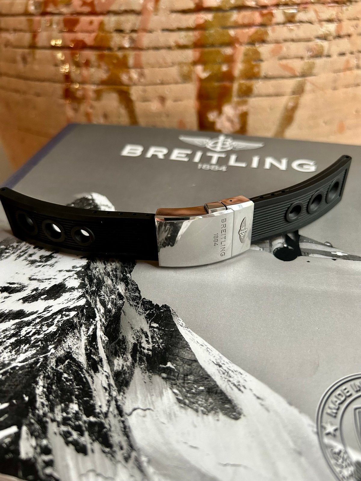 Orginele breitling RubbereBand met Vouwsluiting, Ophalen, Zo goed als nieuw