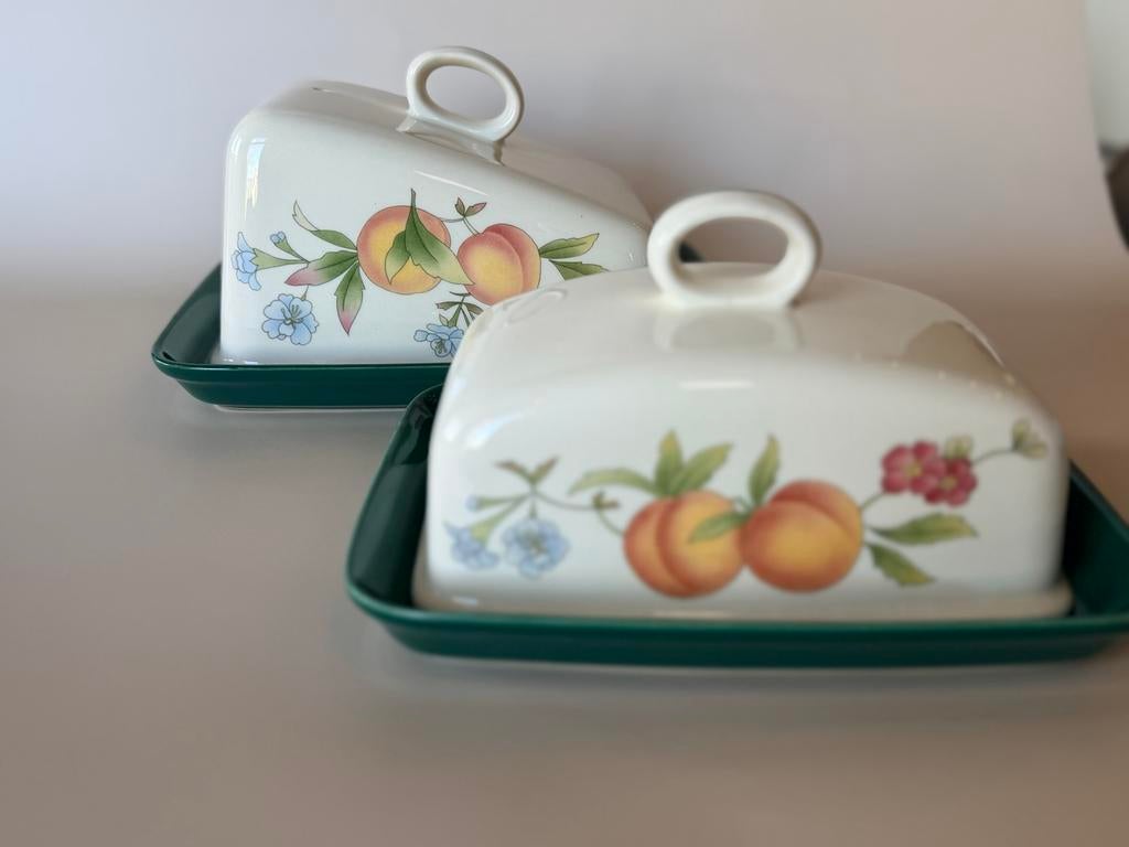 Vintage Cloverleaf "Peaches and Cream" Botervloot/Kaasstolp, Ophalen of Verzenden