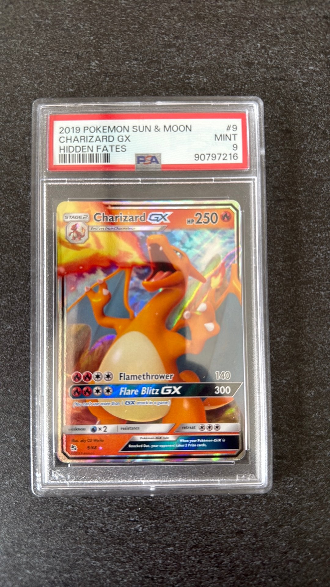 Charizard GX psa 9, Ophalen of Verzenden, Zo goed als nieuw