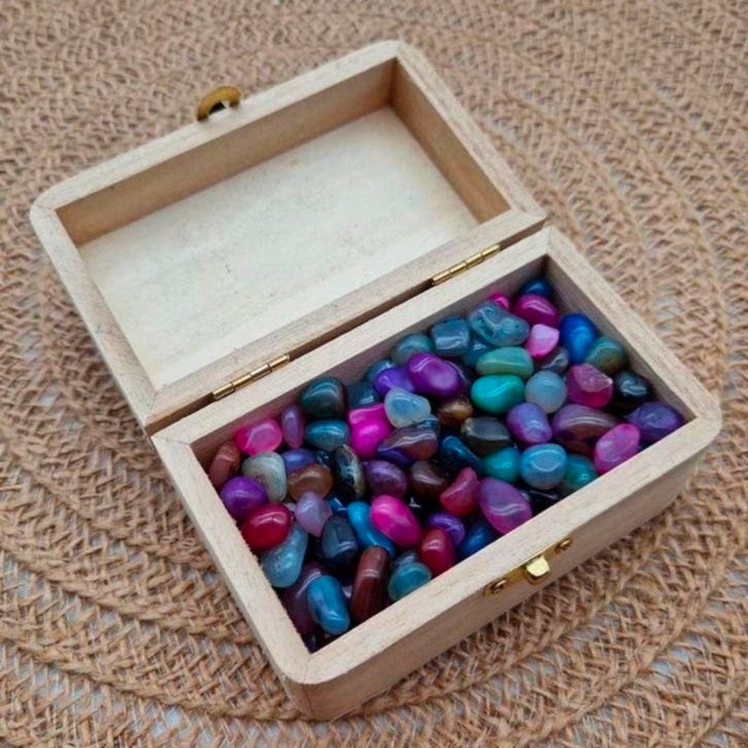 Schatkist met edelstenen agaat mix 200 gram 220 stuks, Ophalen of Verzenden, Mineraal
