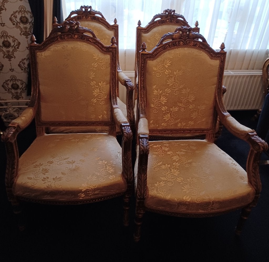4 zware kwaliteit barok armleun stoelen , mooi snijwerk, Ophalen