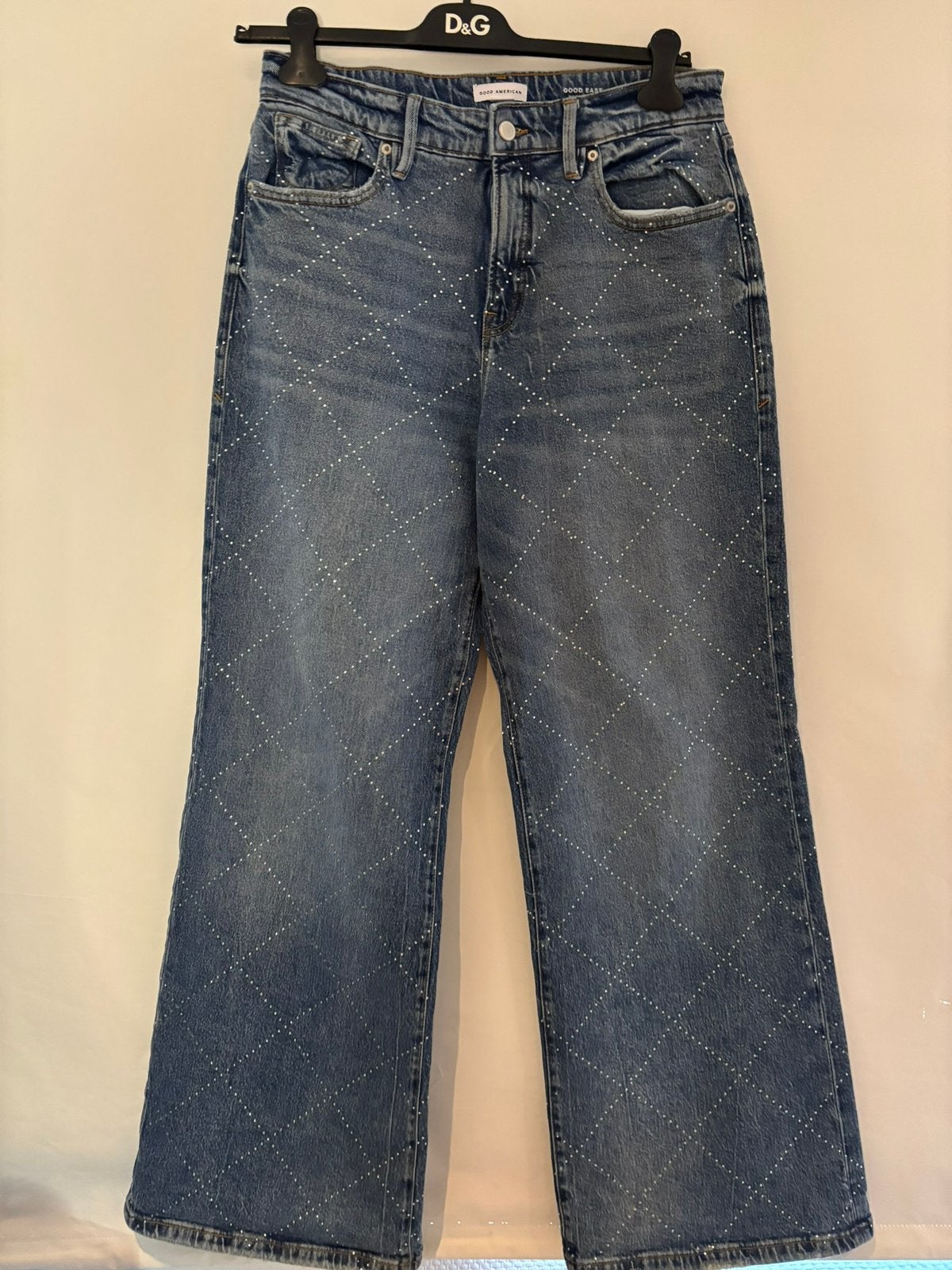 Good american spijkerbroek met steentjes maat 29, Blauw, ., Ophalen of Verzenden, Zo goed als nieuw