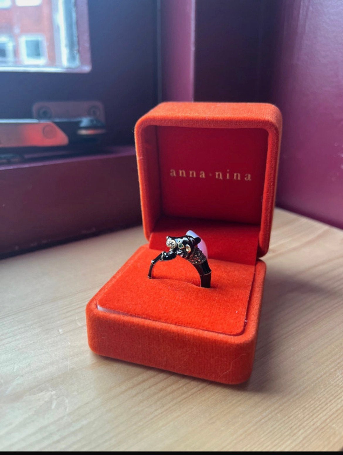 Anna nina x Romy Boomsma ring tijger zwart 18.5, 18 tot 19, Verzenden, Zwart, Zo goed als nieuw