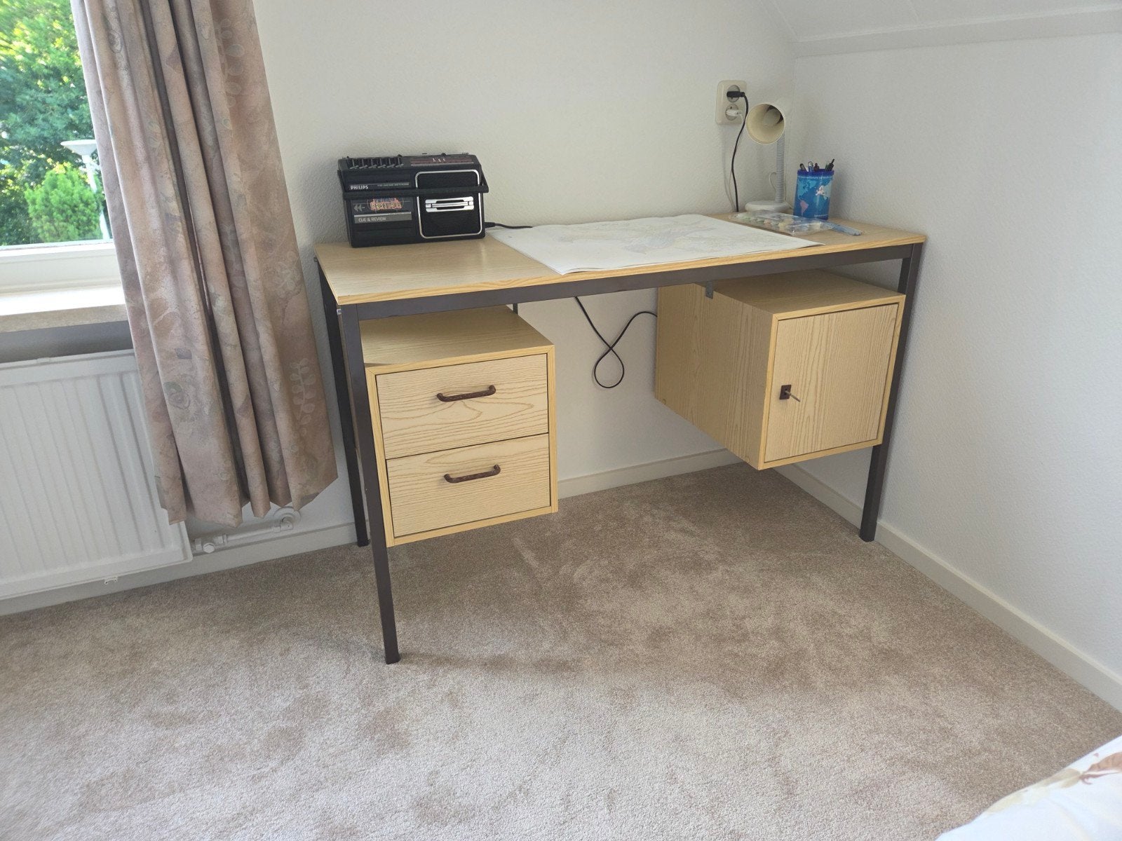 Vintage retro bureau, Huis en Inrichting, Bureaus, Ophalen, Gebruikt