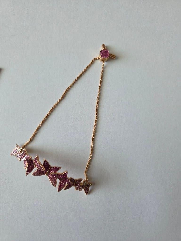 Swarovski armband met vlinders en roze kristallen, Met kristal, Overige materialen, Nieuw, Ophalen of Verzenden