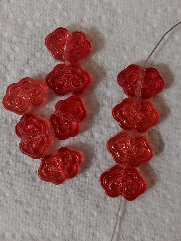 Rood bloemvormige glaskralen, Verzenden, Nieuw, Kraal