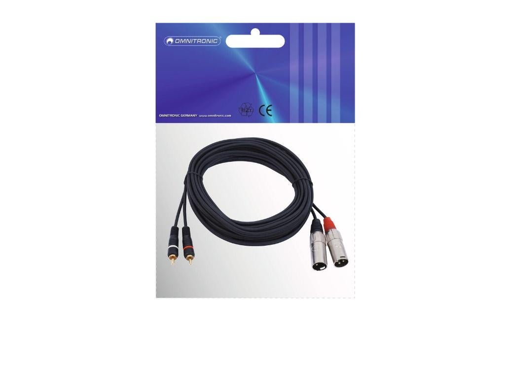 OMNITRONIC Adapter Cable 2xXLR(M)/2xRCA 6m bk, ., Overige typen, Nieuw, Ophalen of Verzenden