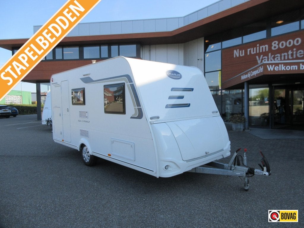 Caravelair Alba Family 426 MET DOREMA VOORTENT, Caravans en Kamperen, Caravans, Treinzit, Caravelair, Schokbreker, Dwarsbed