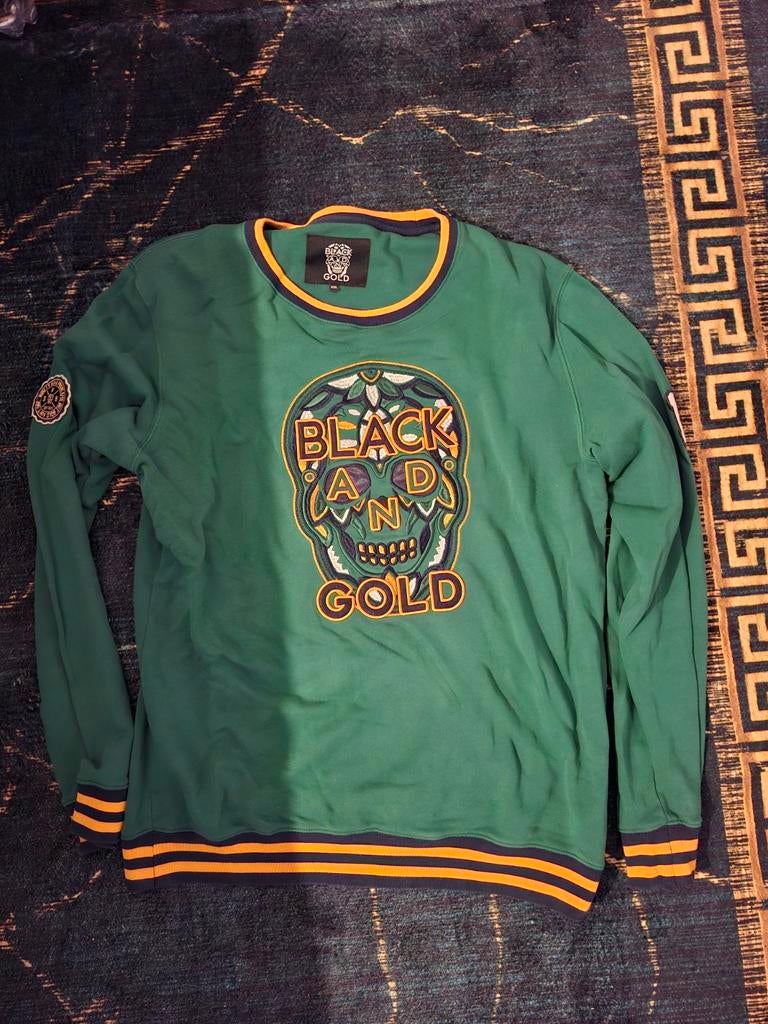 Groene trui met 'Black and Gold't, Kleding | Heren, Truien en Vesten, Onbekend, Verzenden, Overige maten, Zo goed als nieuw