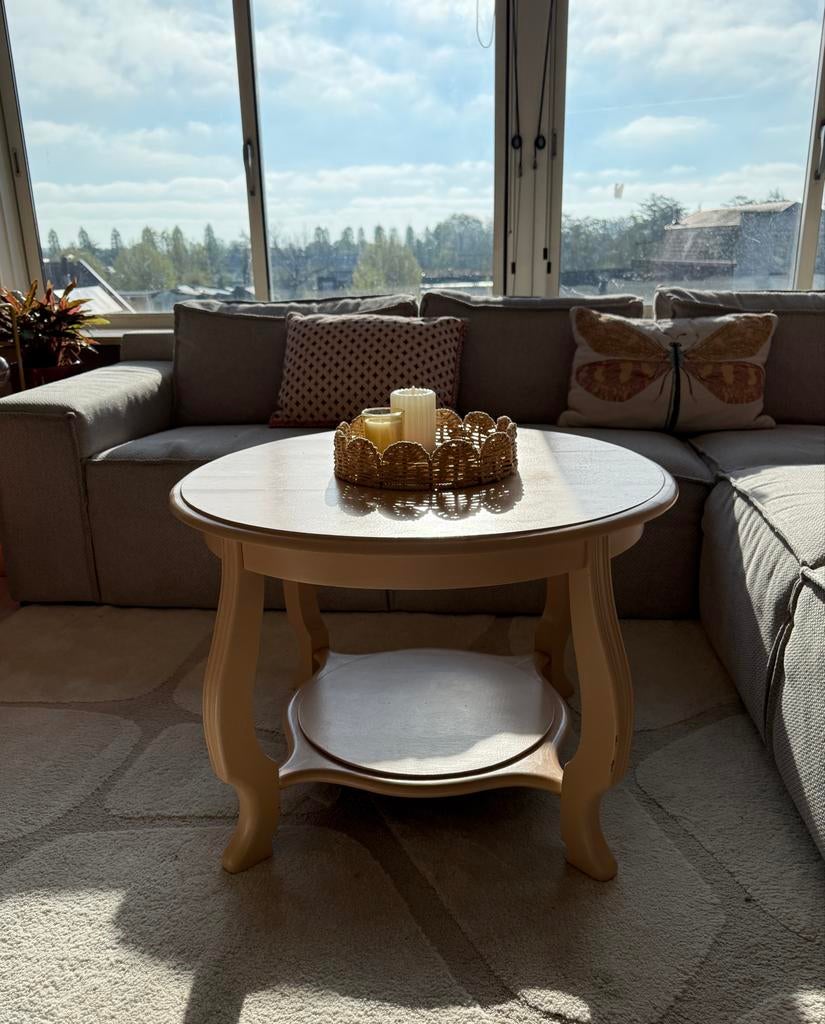 Leuke houten salontafel, Huis en Inrichting, Tafels | Salontafels, Ophalen, Gebruikt, Rond, 50 tot 100 cm