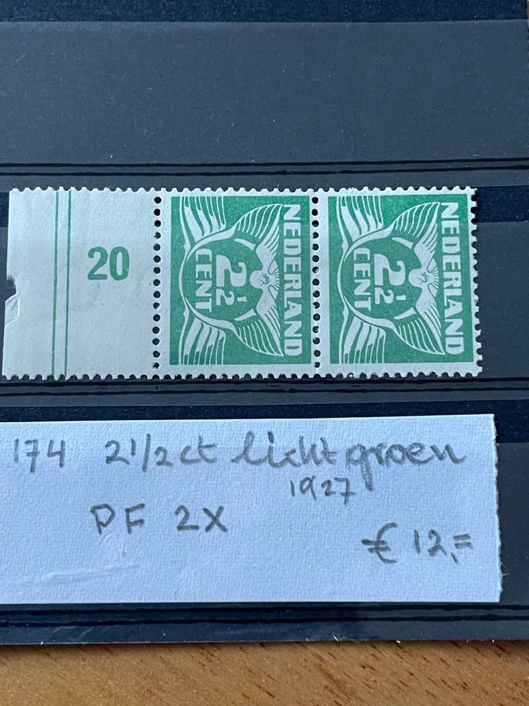 Postzegels Nederland 2 x  2,5 cent 1927 nr 174 Postfris, Ophalen of Verzenden, T/m 1940, Postfris